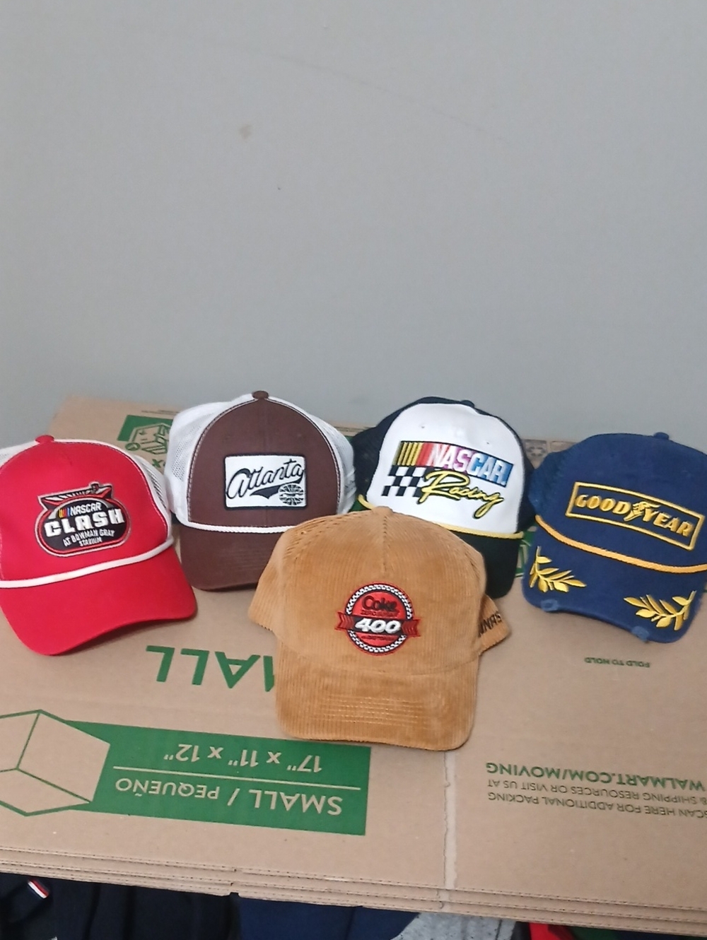 Nascar Racing Cap Set with Red, Brown, Tan, White, Navy Accents